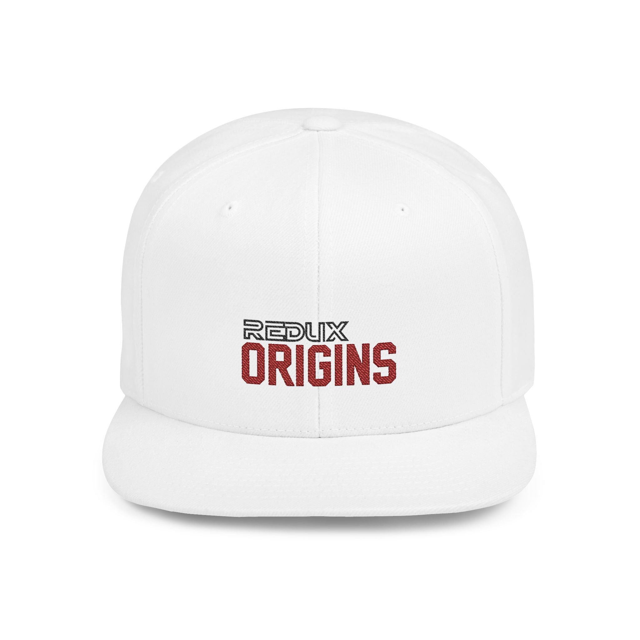 Origins Flat Bill Snapback Hat — 'Redux Origins' Embroidered Streetwear Cap