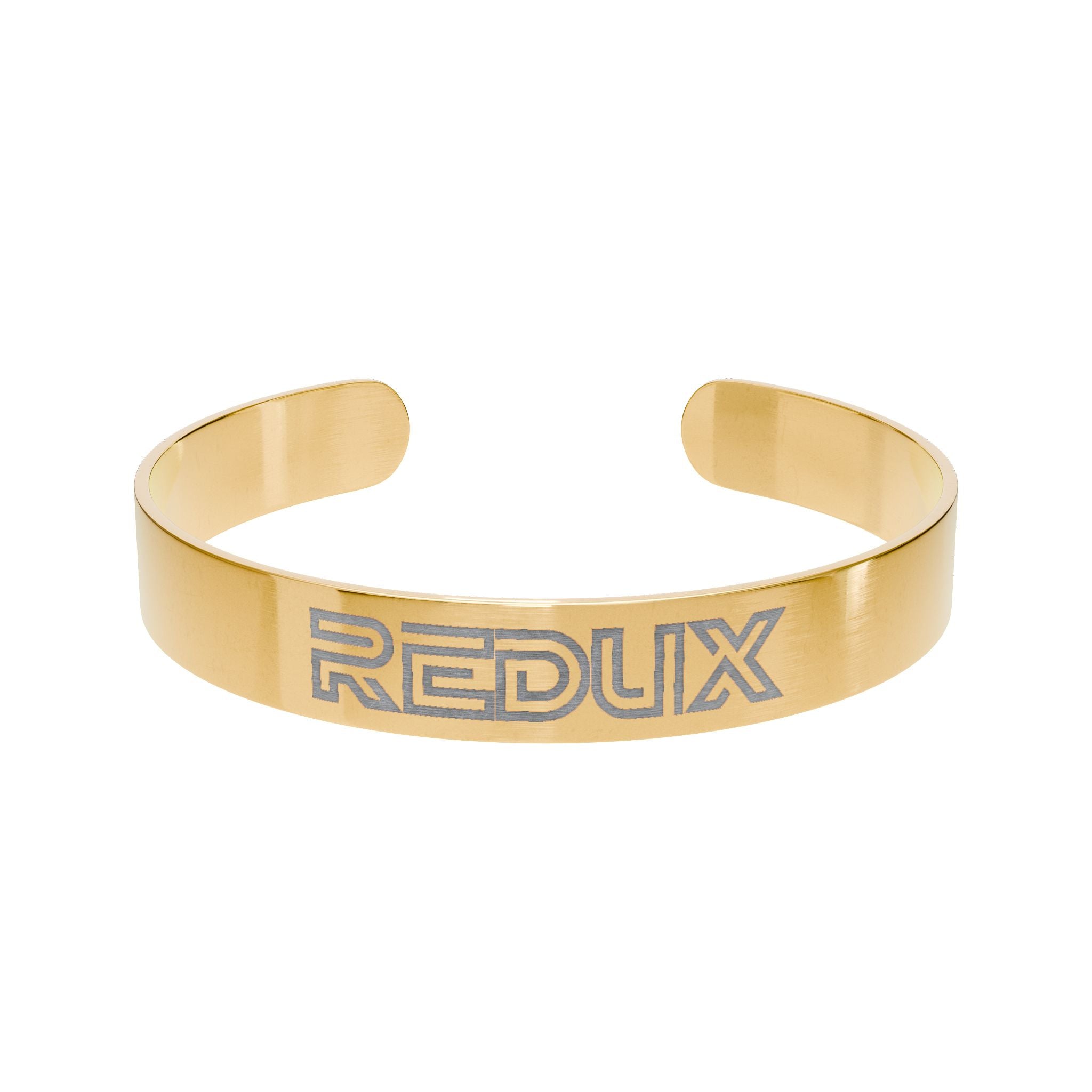 Engraved Rose Gold Cuff Bracelet — Custom 'REDIX' Minimalist Metal Bangle