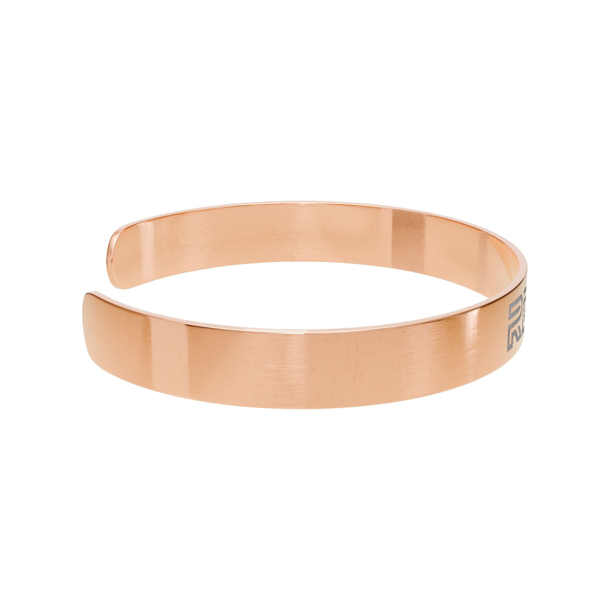 Engraved Rose Gold Cuff Bracelet — Custom 'REDIX' Minimalist Metal Bangle