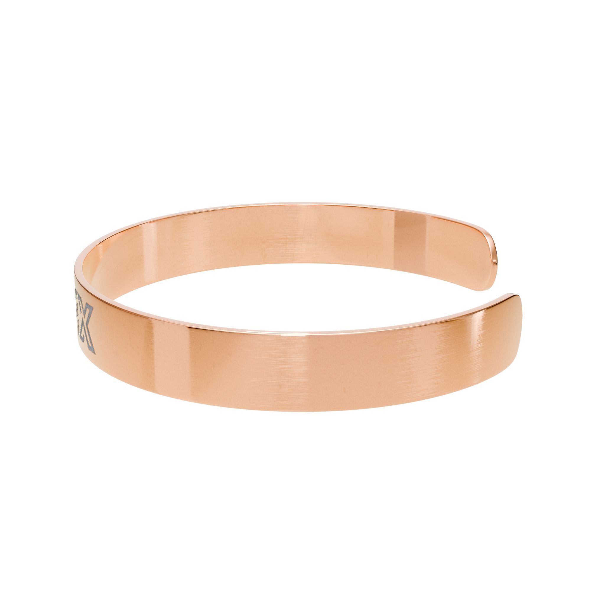 Engraved Rose Gold Cuff Bracelet — Custom 'REDIX' Minimalist Metal Bangle